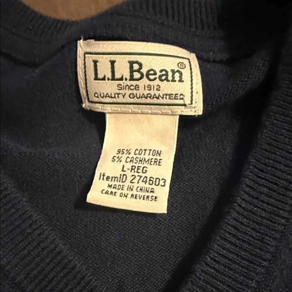 VINTAGE L.L. BEAN classic east coast 90s cashmere blend preppy v neck sweater L